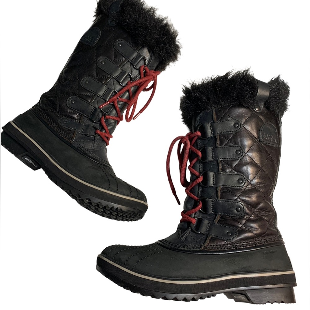 Sorel Tolfino Faux Fur Boots Black Size 7